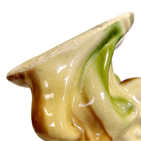 Vintage Leaping Fish Ceramic Vase 10 Inch Crazing Marked H 54 Beige Brown Asian - Picture 12 of 12